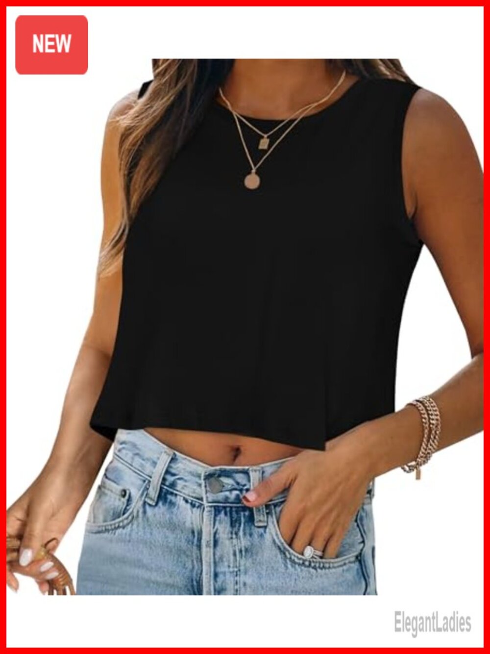 Women's Loose Fit Sleeveless Crop Tank Top Casual Summer Basic T Shirt